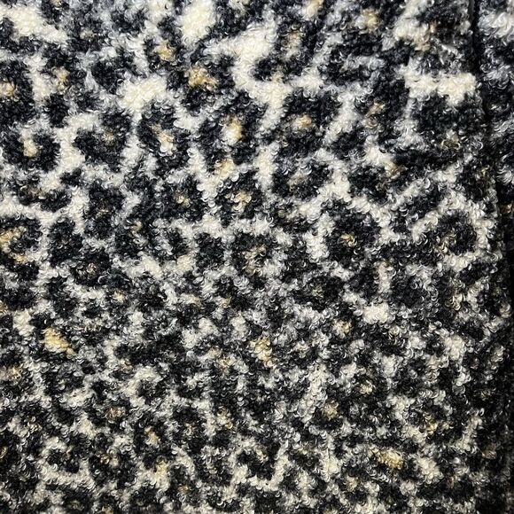 LOFT Leopard Print Textured Fuzzy Sherpa Quarter Zip Pullover Size Small - Picture 3 of 6